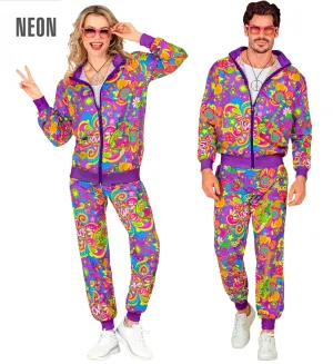 Neon Flower Power Hippie Tracksuit Costume Unisex