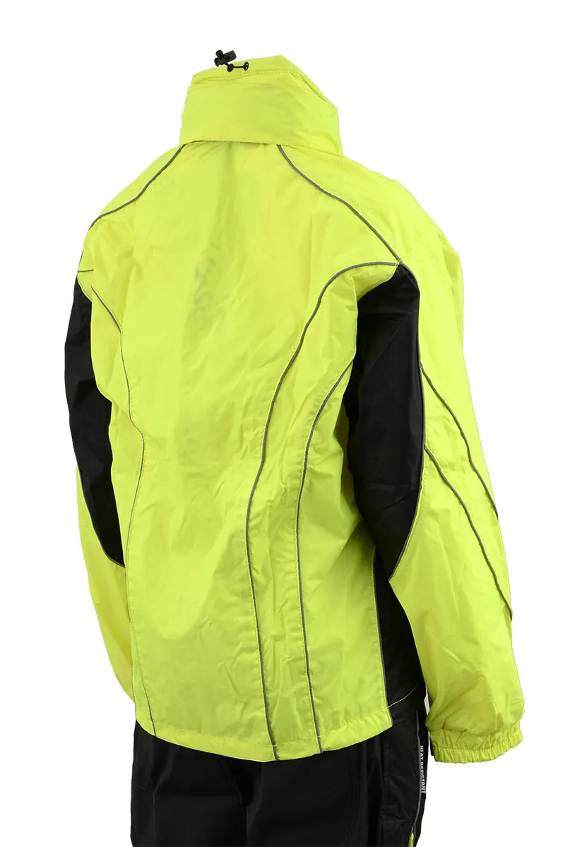 NexGen Men’s XS5021 Neon Green Hi-Viz Hooded Water Proof Rain Suit