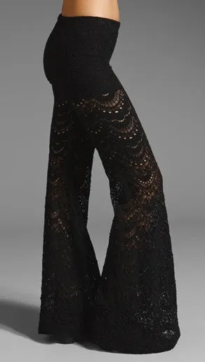 Nightcap Clothing Spanish Fan Lace Pant in Black