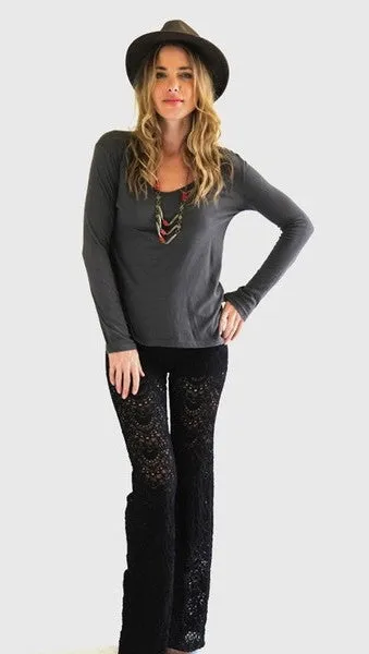 Nightcap Clothing Spanish Fan Lace Pant in Black