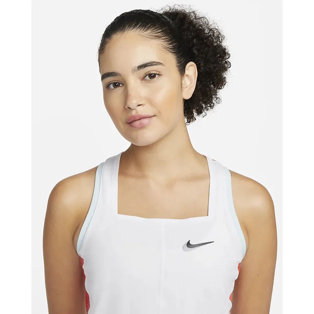 Nike Court Dri-Fit Slam Tank (Women's) - White/Team Orange/Glacier Blue/Black