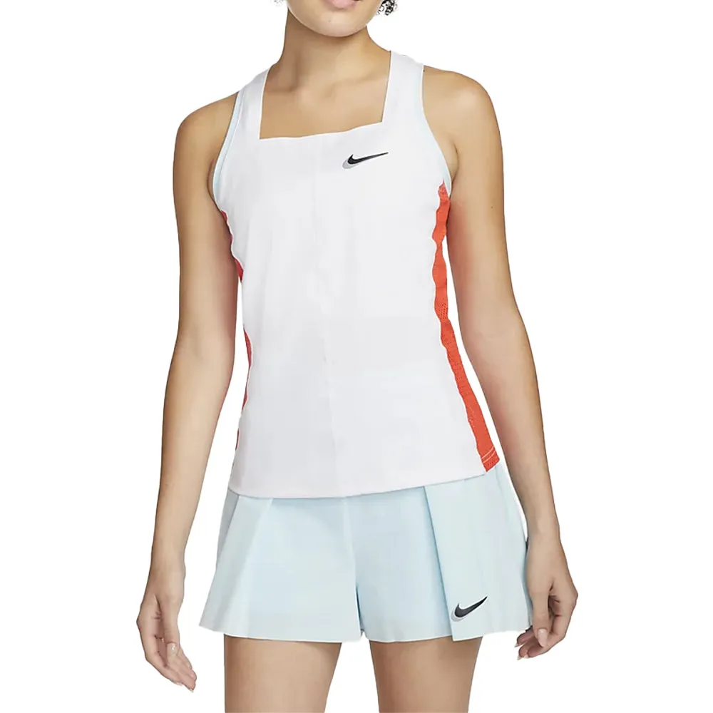 Nike Court Dri-Fit Slam Tank (Women's) - White/Team Orange/Glacier Blue/Black