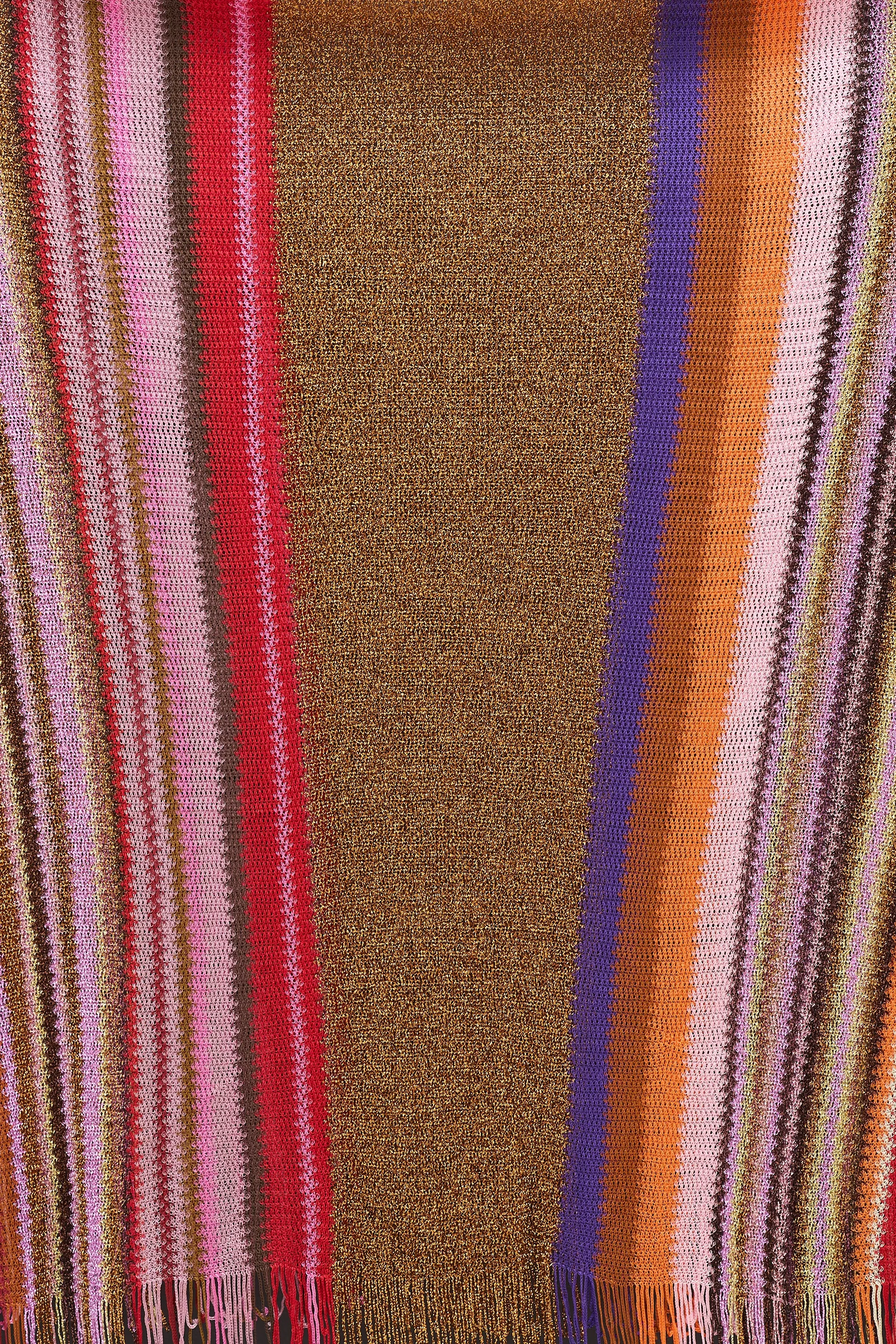 Pink & Multicolour Metallic Striped Scarf