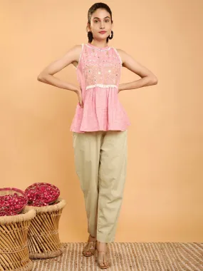 Pink Boho Chikankari Co-Ord Set