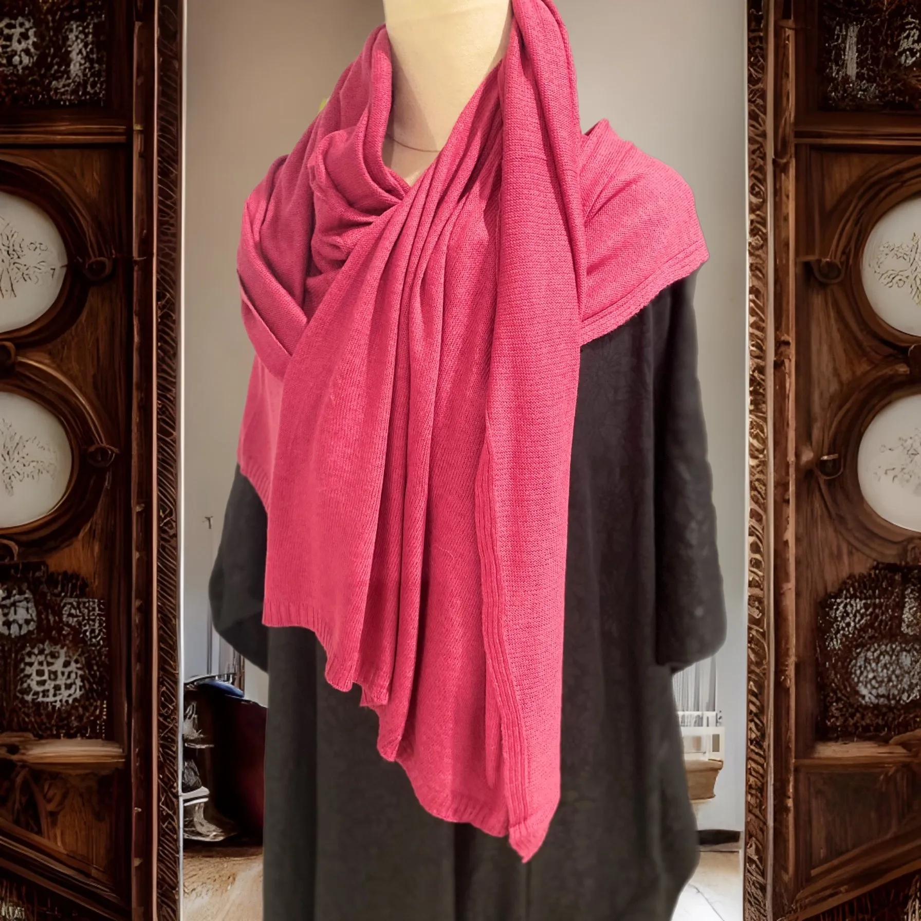 Pink Julian Cashmere Knitted Wool Scarf Shawl/Wrap