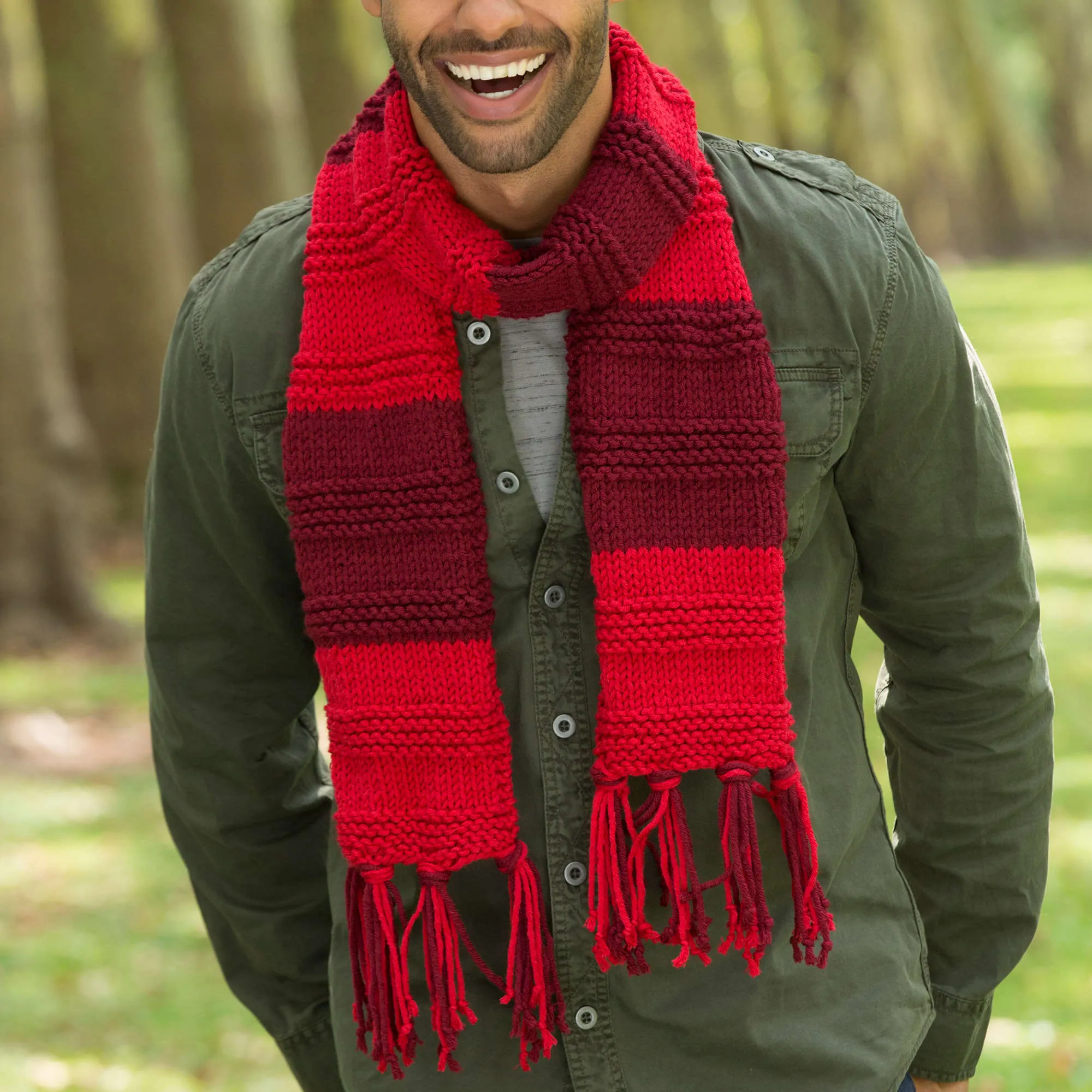 Red Heart Knit Gender Neutral Scarf