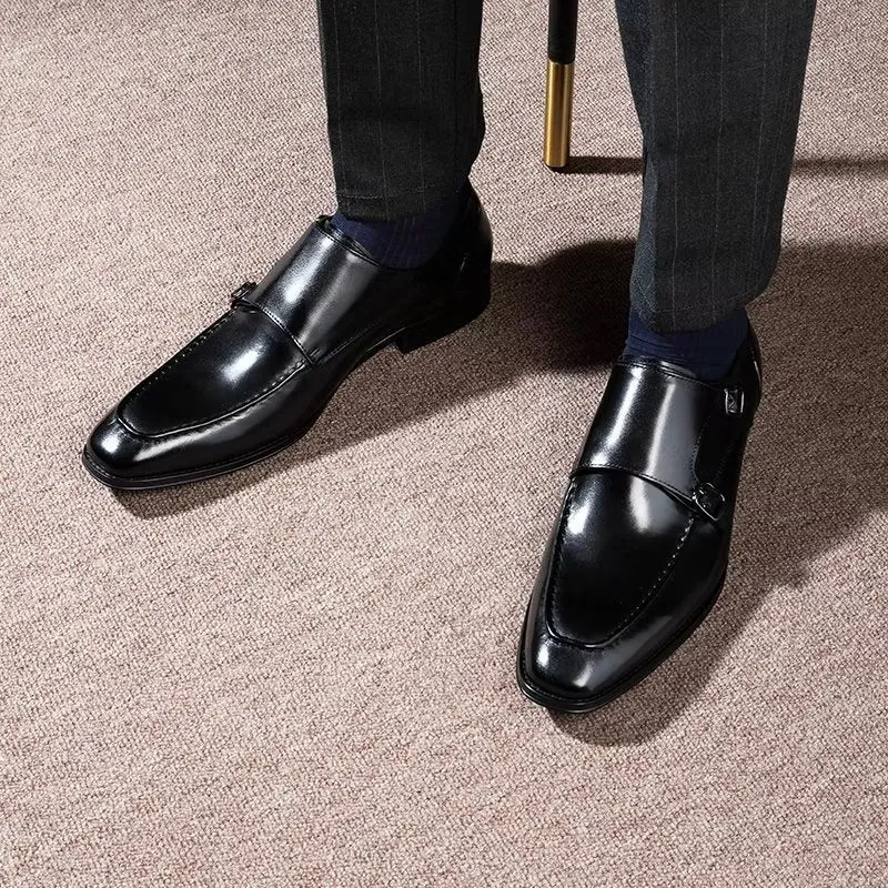 Refined Cow Leather Slip-On Monkstraps