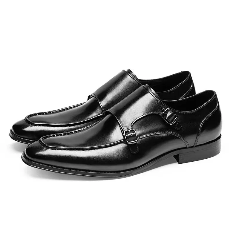 Refined Cow Leather Slip-On Monkstraps