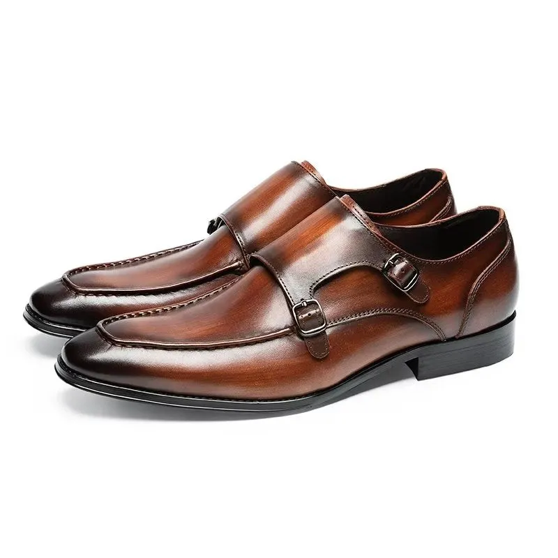 Refined Cow Leather Slip-On Monkstraps