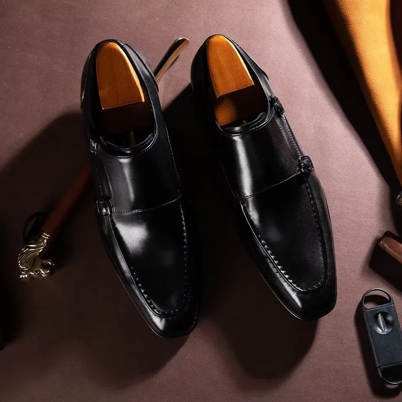 Refined Cow Leather Slip-On Monkstraps