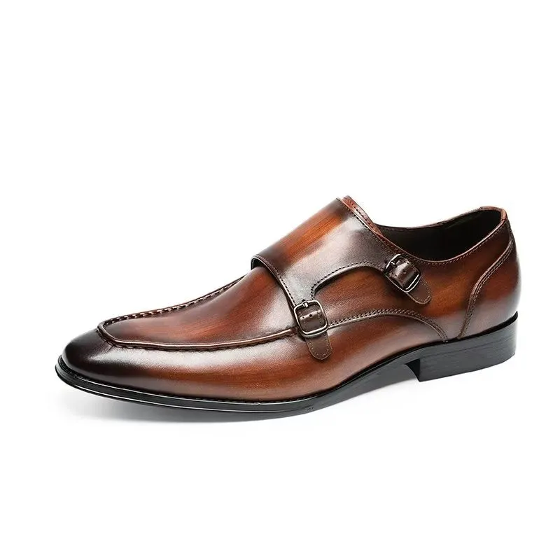 Refined Cow Leather Slip-On Monkstraps