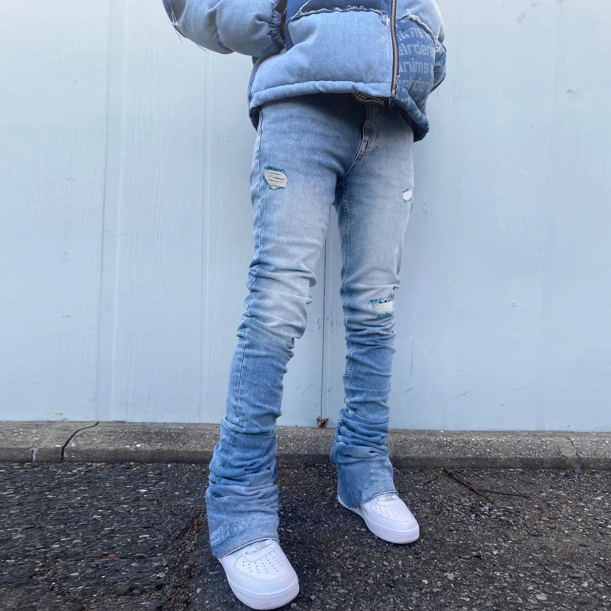 Retro Ripped Casual Washed Ripped Denim Trousers