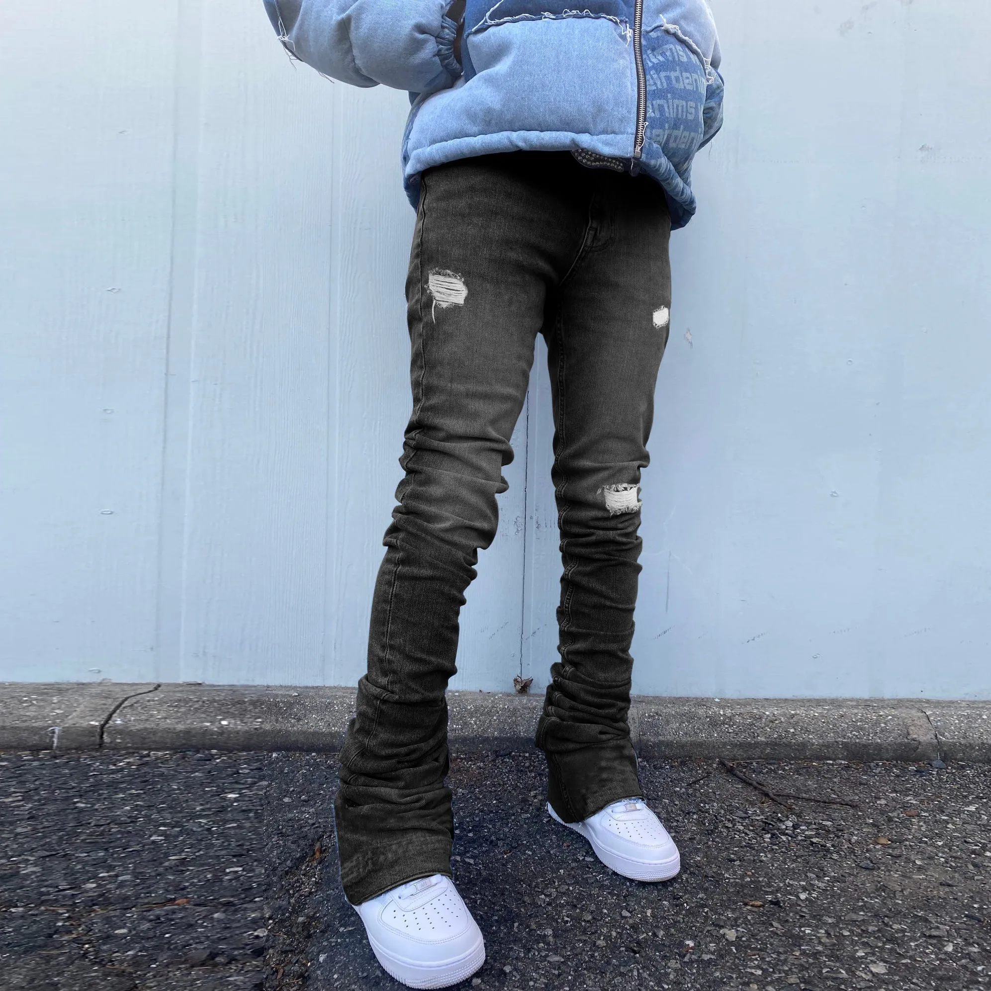 Retro Ripped Casual Washed Ripped Denim Trousers