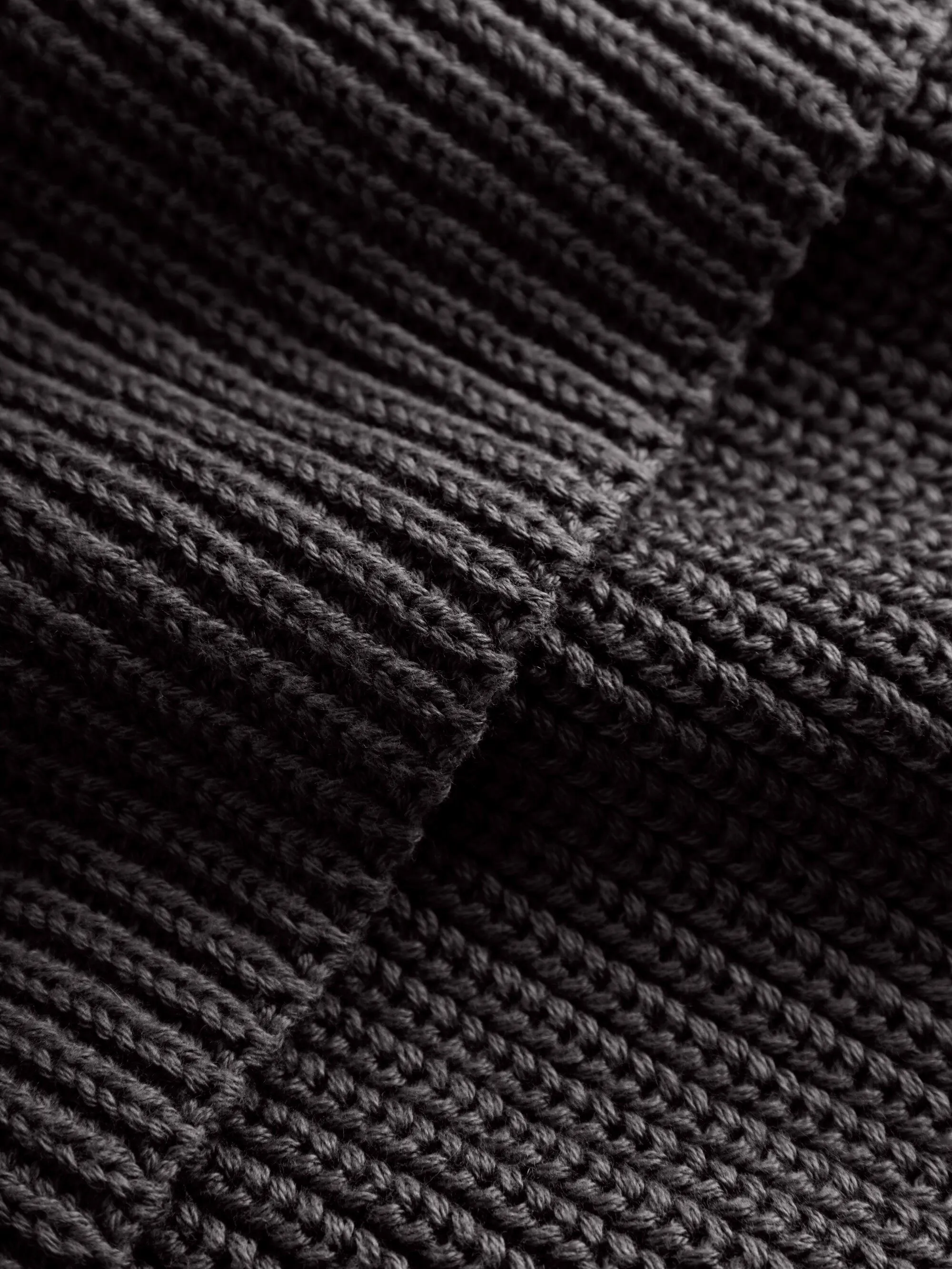 Rib knit scarf - Dark Grey Melange