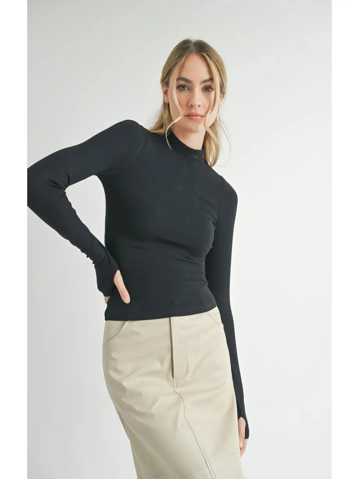 Sadie & Sage Ronan Mock Neck Knit Top