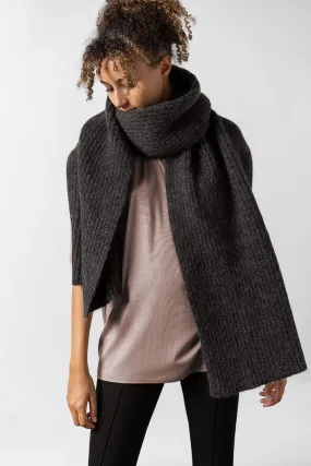 Sea Knitted Scarf Dark Grey Melange