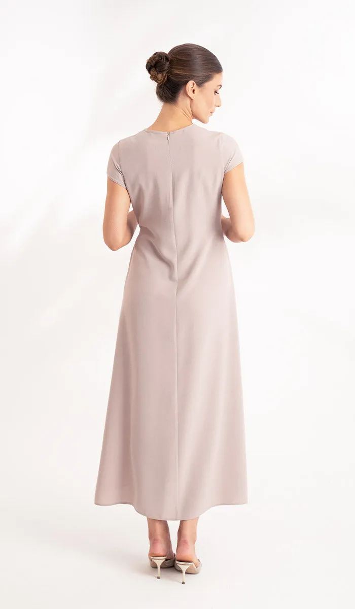 Sebil Modest Long Wrap Front Maxi Dress - Mocha - Final Sale