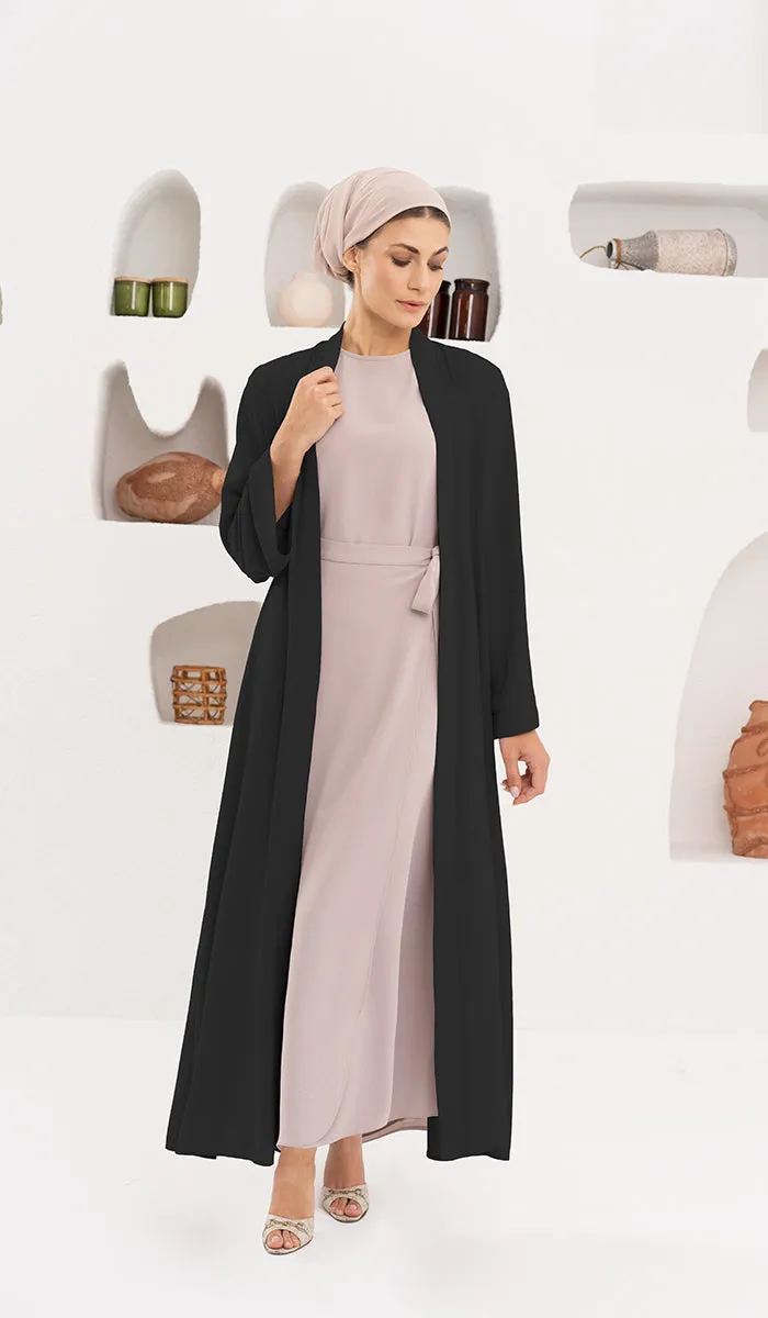 Sebil Modest Long Wrap Front Maxi Dress - Mocha - Final Sale