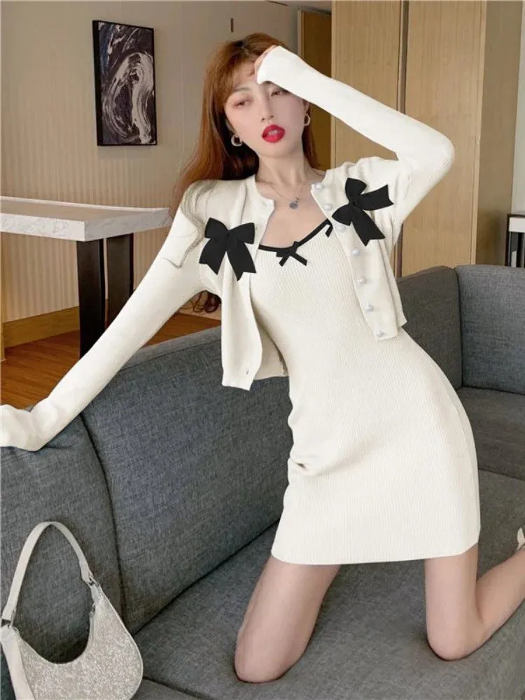 Sexy Bodycon Slip Dress Women Korean Style Kpop Knit Knitted Spaghetti Strap Blue Mini Short Dresses Autumn