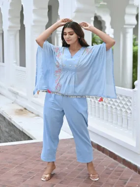 Sky Blue Utsav Chikankari Co-Ordinate Set