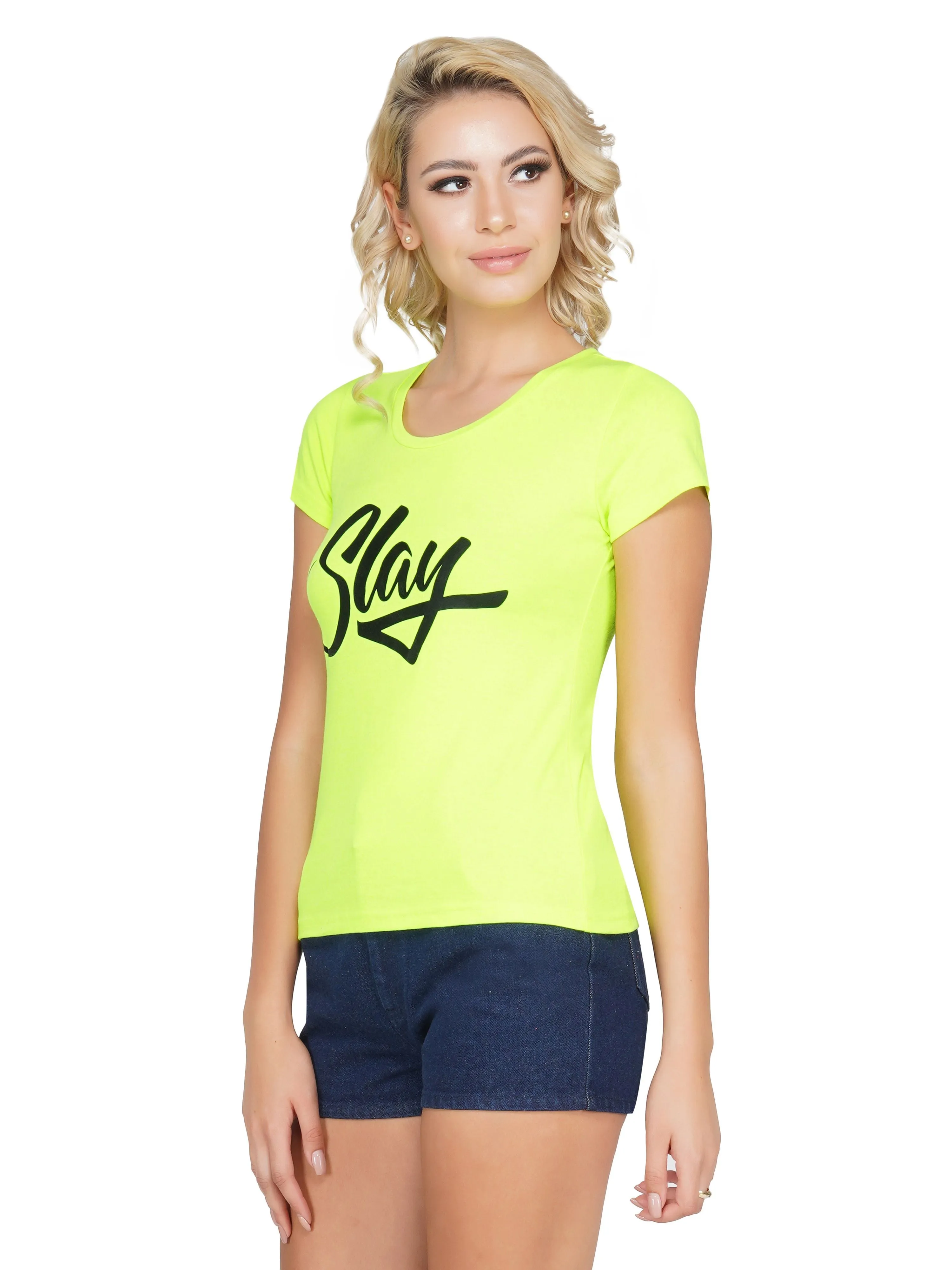 SLAY. Sport Women's Neon Green Printed T-shirt