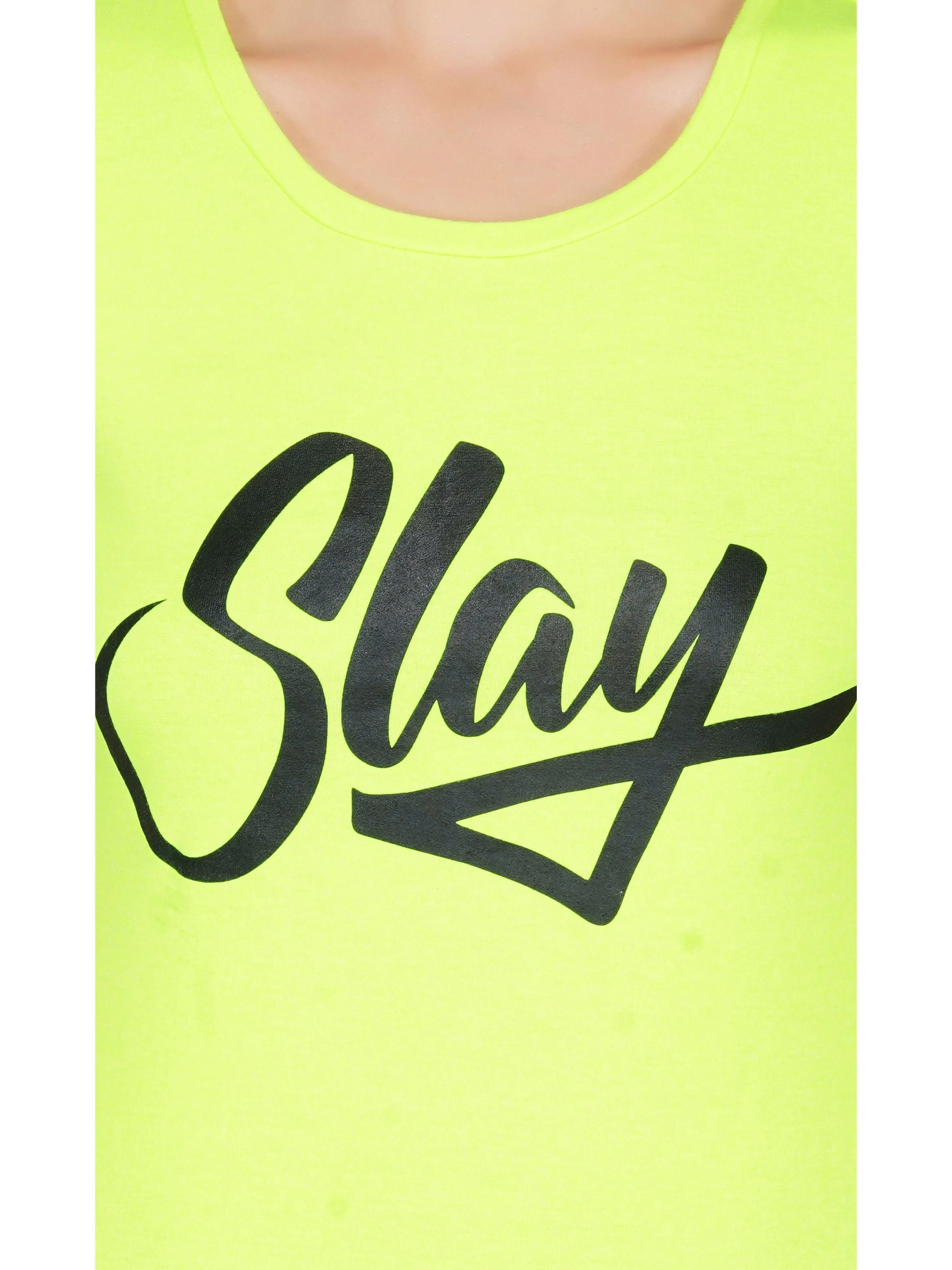 SLAY. Sport Women's Neon Green Printed T-shirt