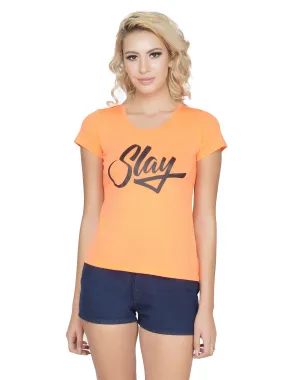 SLAY. Sport Women's Neon Orange Printed T-shirt