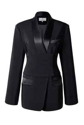 Slim black V-neck suit