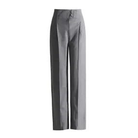 Solid Casual Loose Patchwork Button Pants For Women High Waist Minimalist Straight Leg Pant Female Fashion Clothing