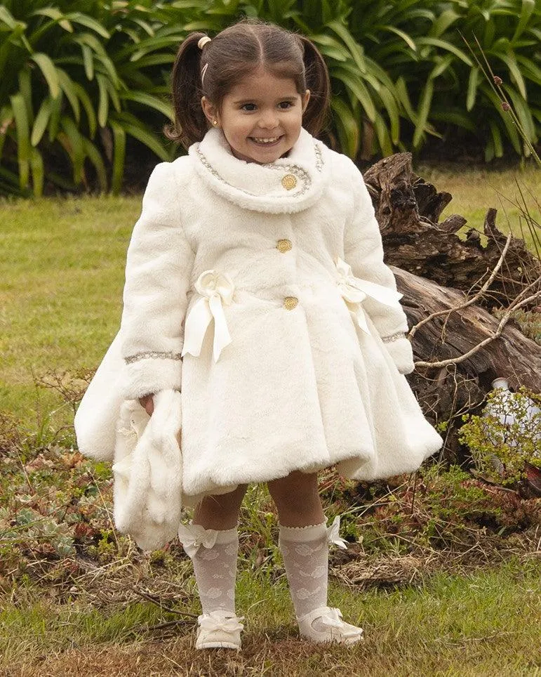 Sonata AW24 IN-STOCK - Girls Cream Fur Coat