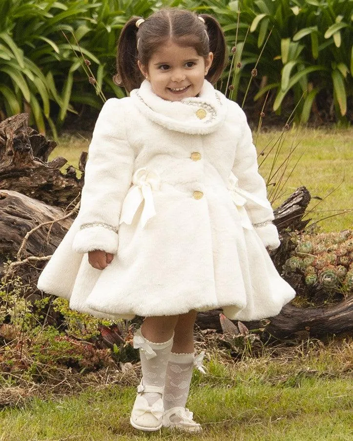 Sonata AW24 IN-STOCK - Girls Cream Fur Coat