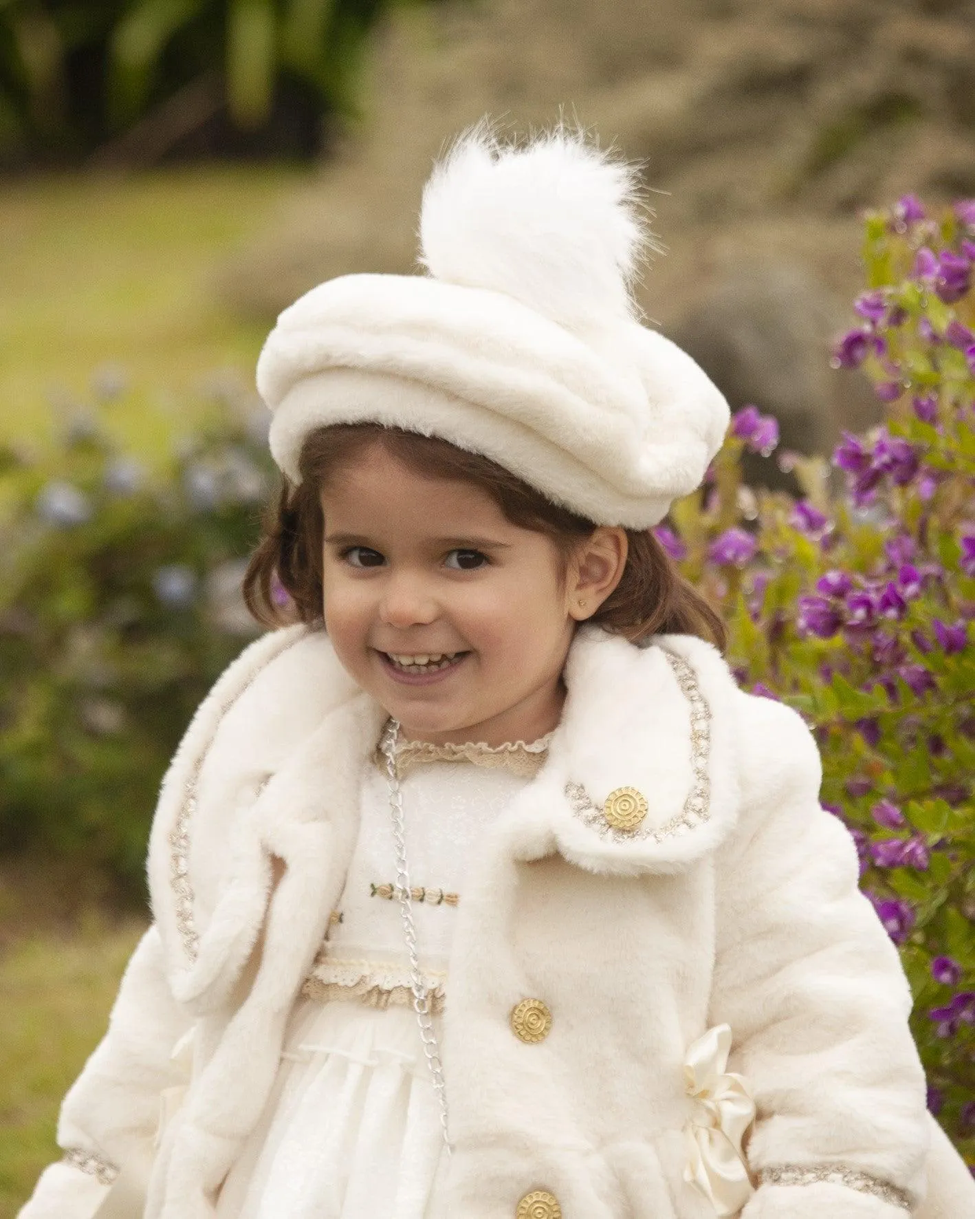 Sonata AW24 IN-STOCK - Girls Cream Fur Coat