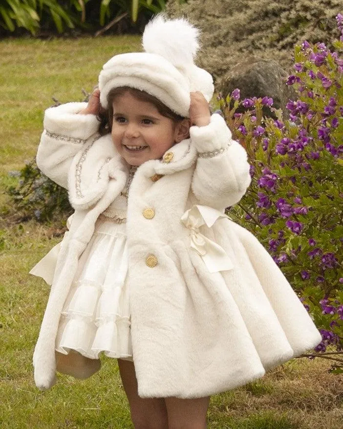 Sonata AW24 IN-STOCK - Girls Cream Fur Coat