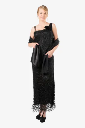 Soulmates C701 Hand Crocheted Lace Silk Sequin Evening Dress with Scarf