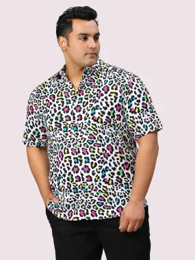 Spotted Digital Printed Half Sleeve Men's Plus Size Shirt