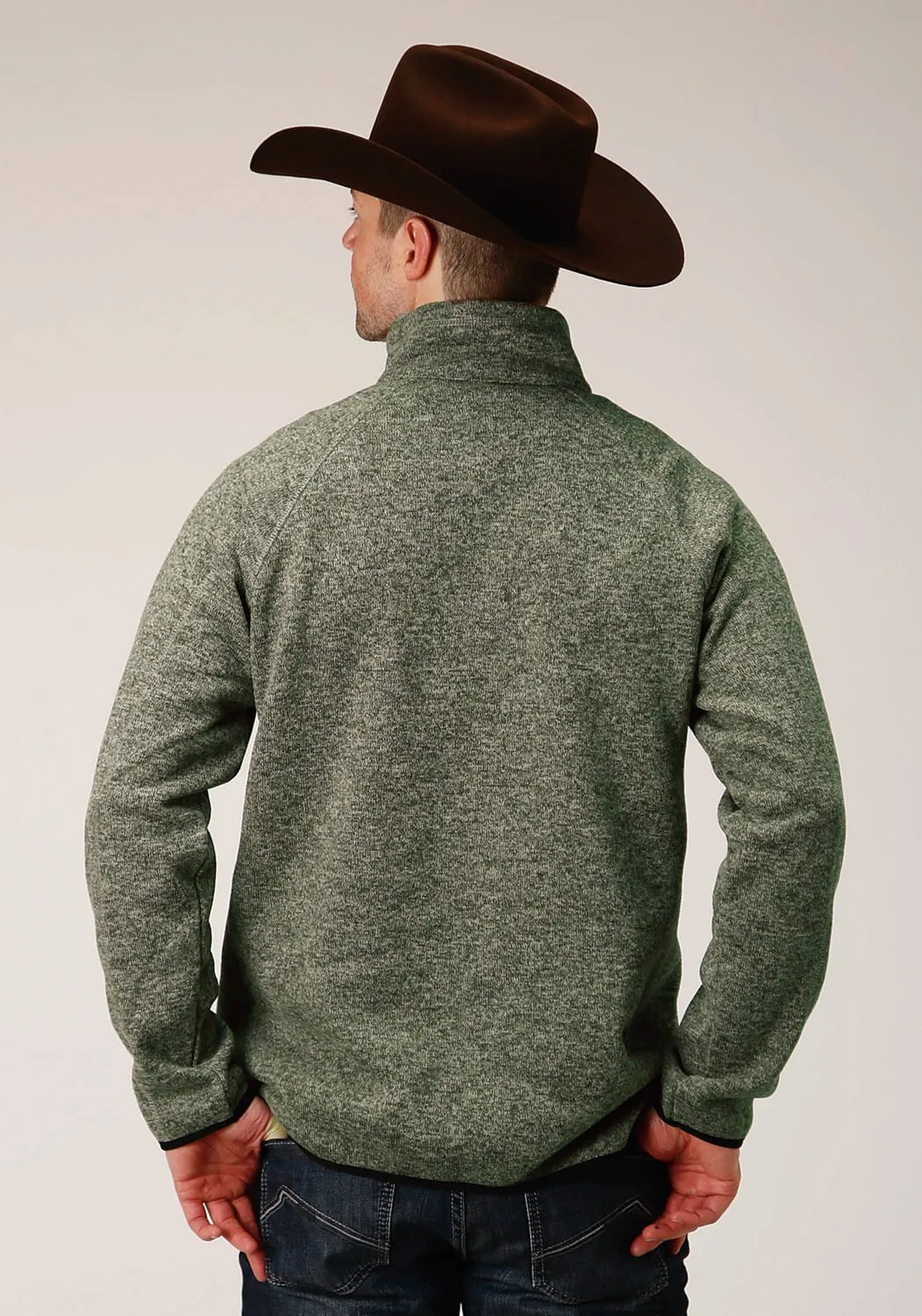 Stetson Mens Green Polyester Bonded Knit Sweater