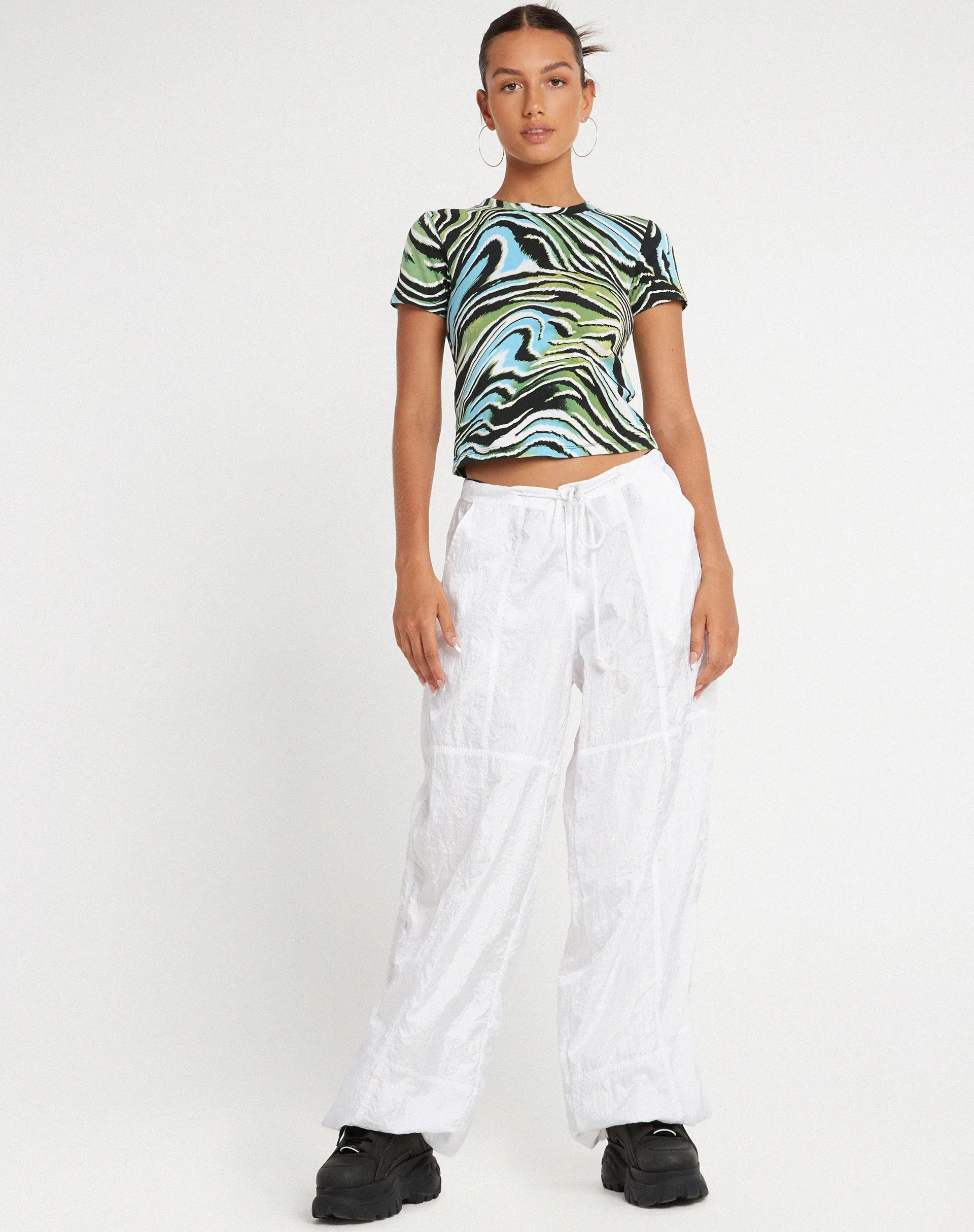 Surtie Crop Top in Warped Zebra Blue