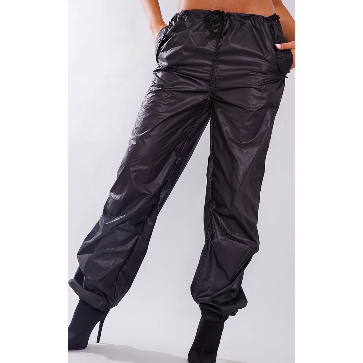 Tall Black Parachute Pants