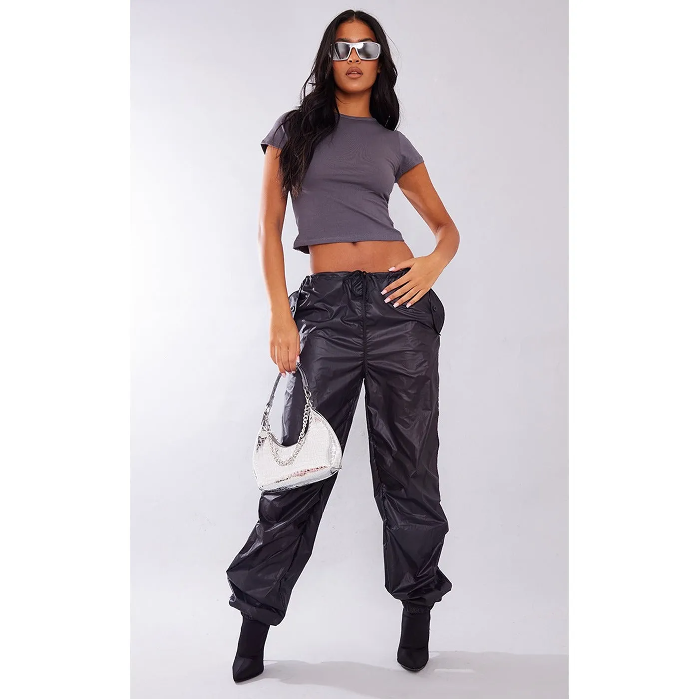 Tall Black Parachute Pants