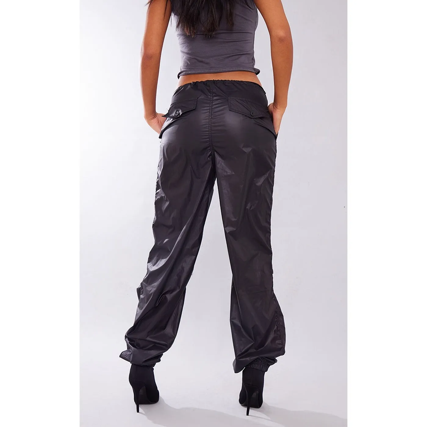 Tall Black Parachute Pants