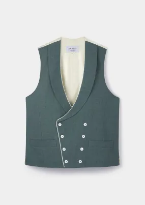 Teal Shawl Lapel Double Breasted Waistcoat