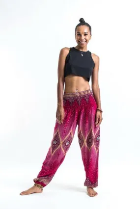 Unisex Diamond Peacock Harem Pants in Red