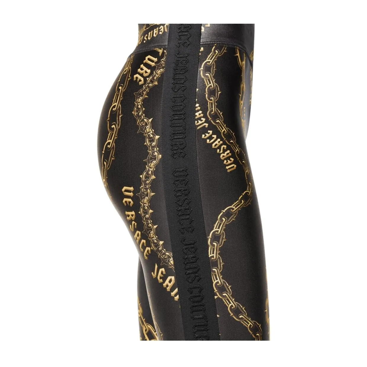 Versace Jeans Couture Chain Couture Print Black & Gold Leggings