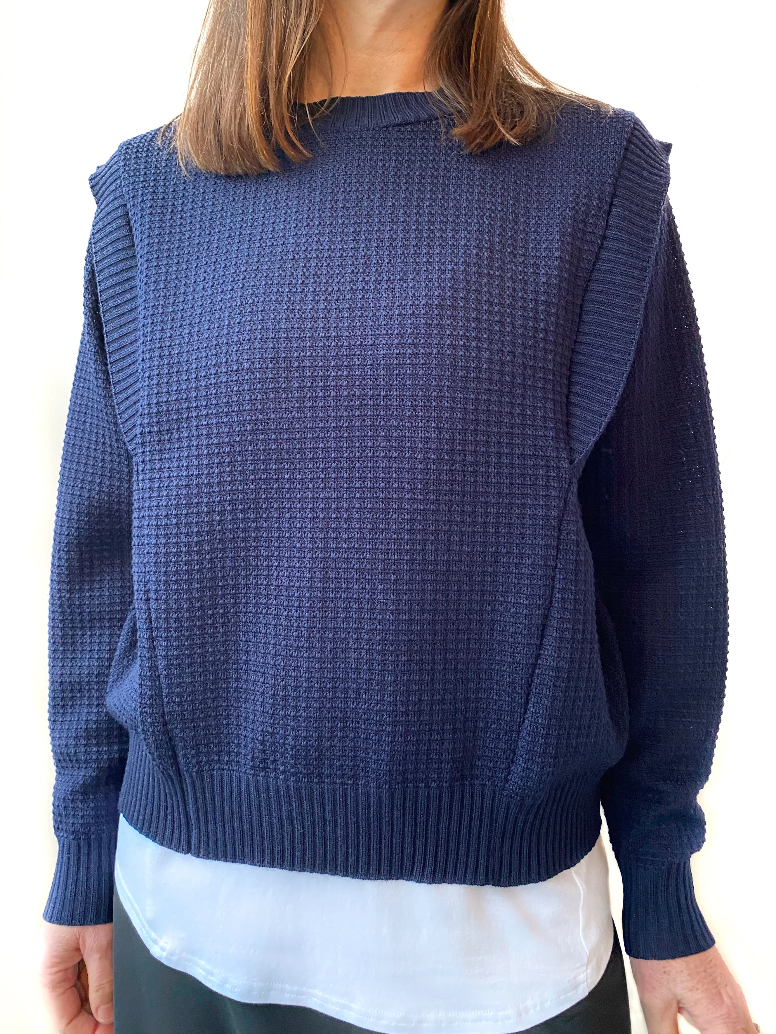 Waffle Knit Jumper in Ink