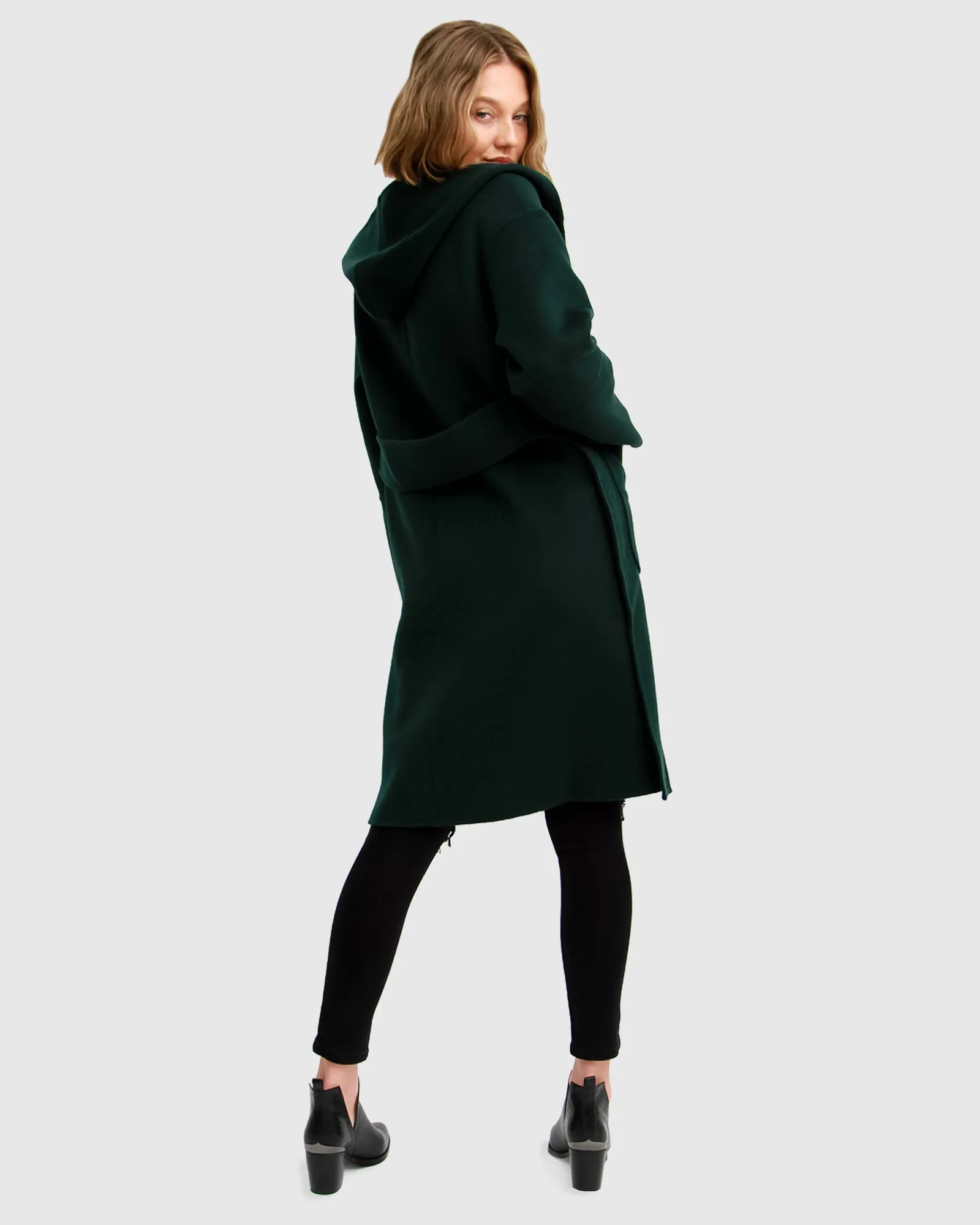 Walk This Way Wool Blend Oversized Coat - Dark Green