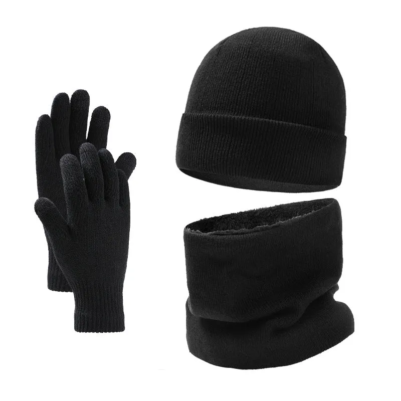 Winter warm men's hat, scarf, glove suit, knitted, thickened, fashionable and versatile