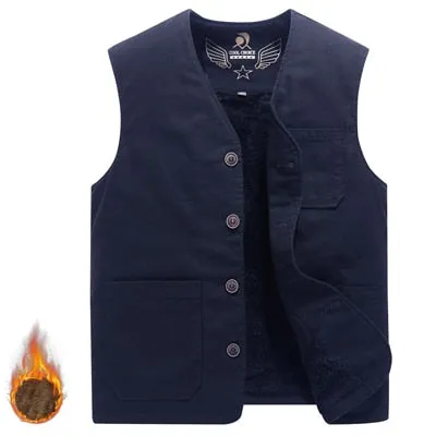 Wjczt Men  Winter Outfits  Men Vests Casual Wintter Fleece Warm Waistcoats Mens Thermal Vests Sleeveless Jackets Windbreaker Vests Clothing 8XL