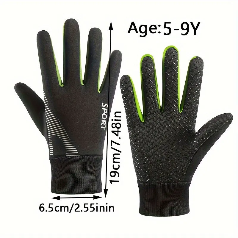 Youngsters' Winter Ski Gloves - Cozy Fleece-Lined, Non-Slip Grip, Warm & Windproof for Boys and Girls Ages 5-9, Perfect for Outdoor Play in Snowy Weather