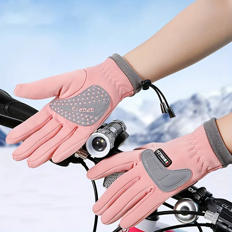 Youngsters' Winter Ski Gloves - Warm, Windproof & Non-Slip for Boys & Girls Ages 7-13 | Thickened Five-Finger Design for Outdoor Play & Cycling