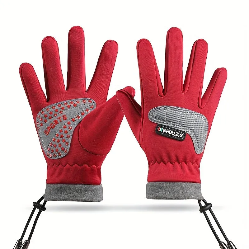 Youngsters' Winter Ski Gloves - Warm, Windproof & Non-Slip for Boys & Girls Ages 7-13 | Thickened Five-Finger Design for Outdoor Play & Cycling